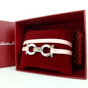 Authentic Salvatore Ferragamo Double Gancini bracelet leather[Used]